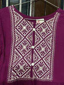 Embroidered Purple Kurta Dress