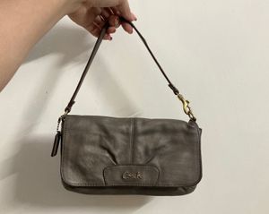 coach ashley leather bronze hand bag