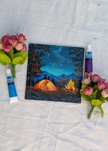 mini midnight Camping  Artwork painting