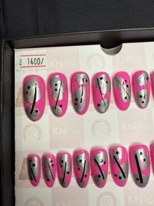 (Sale) Hot Pink Long Press On Nails Oval Shape