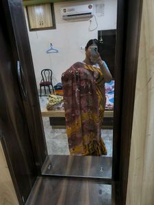 Brown &amp;Yellow Rajasthani Tie Dye Heavywork Saree