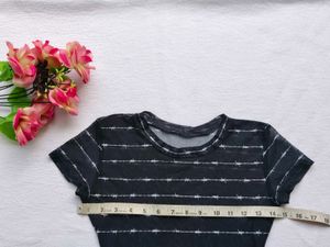 Net Striped Bodysuit Top