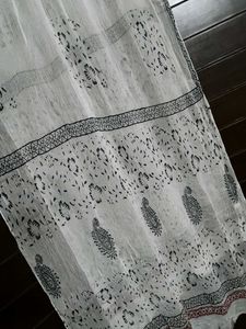White Floral Printed Kurta With Dupatta