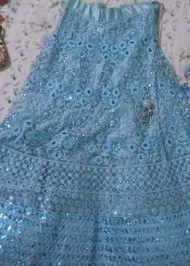 Elegant Blue Printed Lhenga