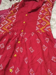 Red Printed Dress(Used 2 Times)