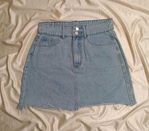Distressed Denim Mini Skirt