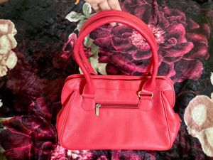 Pure Leather Red Handbag