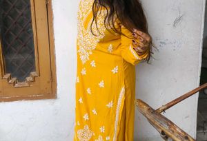 Mustard Chikankari Kurta Set