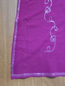 Magenta Floral  Embroidery Saree