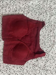Burgundy Linen Blouse - Size XS