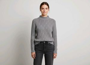 Gray Knit Turtleneck Sweater