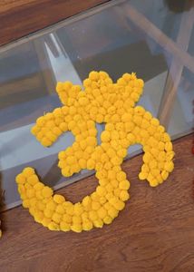 Yellow Om Pompom Decorative MDF Cutout