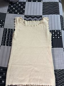 Cream Textured Sleeveless Top