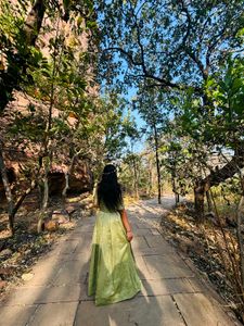 Green Pleated Midi Dress
