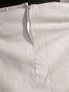 Cream Fringed Asymmetrical Skirt