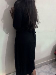 Black Button-Down Midi Dress