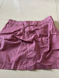 Dark Pink Denim Mini Skirt