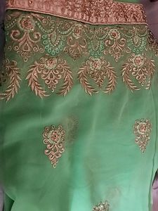 Beautiful Parrot Green Saree
