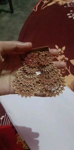 nice earings red and gold colour in party wear