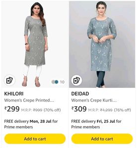 Grey Gray Crepe kurti