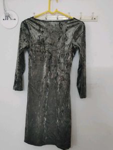 Olive Green Velvet Mini Dress
