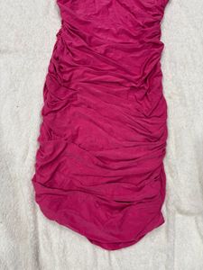 Pink One-Shoulder Ruched Dress