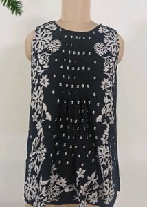 Global desi pleated black tunic top