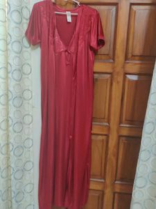 2 piece Long Satin nighty ( size: Large)
