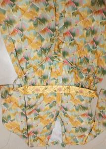 Yellow Multicolour Co Ord With Stylish Belt