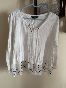 MAX White Lace-Up Tunic Top