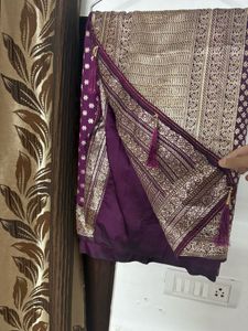 Fresh Beautiful Purple Coloured Banarasi Silk Sare
