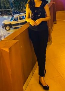 Mango Black Ruffles Top