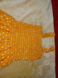Yellow Polka Dot Smocked Dress