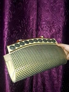 Golden Honeycomb Design Hand Bag (Good Condition)