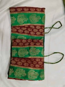 Green Brocade Skirt With Crop Top And Jacket