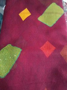 Maroon Geometric Sari