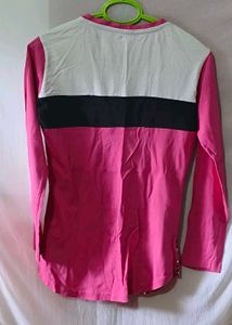 Silky Pink Patterned Long Sleeve Top