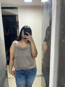 Grey Cowl Neck Top