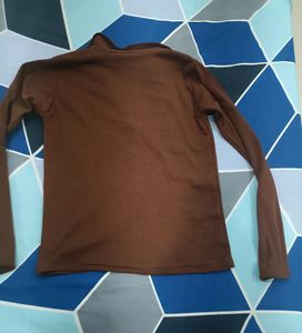 Women Brown Collar Neck Top