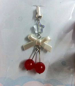 🍒 Handmade Cherry Phone Charm with Star &amp; Bow 🎀✨
