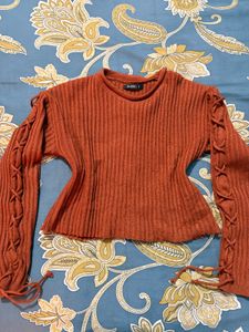 Zudio I Ribbed Sleeve-Tie Sweater