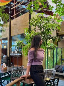 Purple Off-Shoulder Knit Sweater