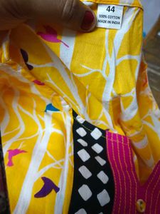 Yellow Bird Print Tunic Top
