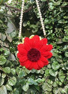 Floral Clutch with Pearl Handle