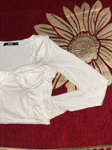 White Long Sleeve Crop Top