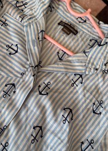 Anchor Print Shirt Dress