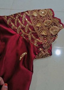 Elegant green saree with designer blouse