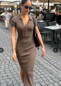 Solid Slit Ribbed Maxi Dress