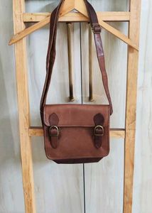 Leather Brown Hanging Bag Size- 9 Inch× 9Inch