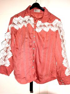 Lace-Trimmed Button-Down